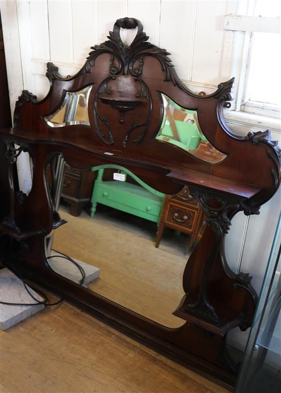 Late Victorian mahogany overmantel mirror